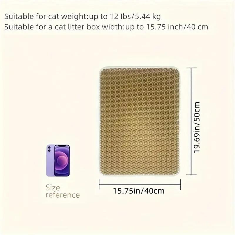 Double Layer Honeycomb Cat Litter Mat, 1 Count Durable & Washable Non-Slip Cleaning Solution for Pet Toilet, Litter Tray Litter Box & Kennel, Pet Litter Box Enclosure Supplies, Valentine'S Day Gift, Men Gifts, Litter Pellets Pad