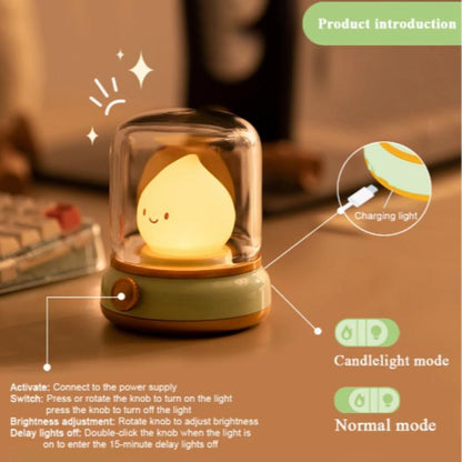 Cute Kerosene Design Night Light, USB Rechargeable Tabletop LED Night Light, Decorative Light for Bedroom, Living Room, Home Decor, Lamp