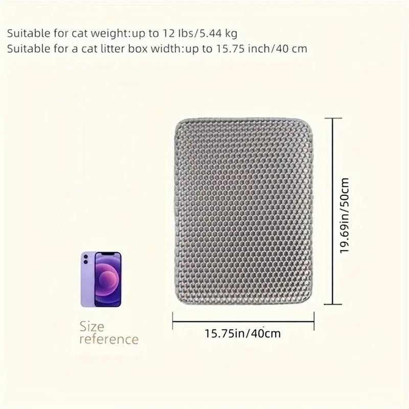 Double Layer Honeycomb Cat Litter Mat, 1 Count Durable & Washable Non-Slip Cleaning Solution for Pet Toilet, Litter Tray Litter Box & Kennel, Pet Litter Box Enclosure Supplies, Valentine'S Day Gift, Men Gifts, Litter Pellets Pad