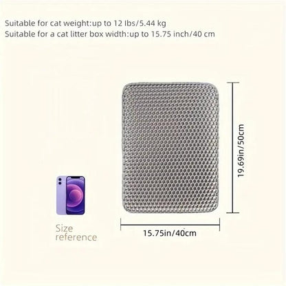 Double Layer Honeycomb Cat Litter Mat, 1 Count Durable & Washable Non-Slip Cleaning Solution for Pet Toilet, Litter Tray Litter Box & Kennel, Pet Litter Box Enclosure Supplies, Valentine'S Day Gift, Men Gifts, Litter Pellets Pad