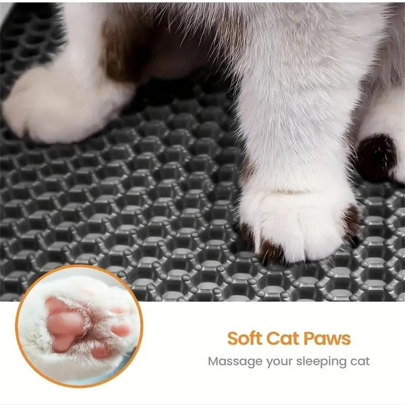 Double Layer Honeycomb Cat Litter Mat, 1 Count Durable & Washable Non-Slip Cleaning Solution for Pet Toilet, Litter Tray Litter Box & Kennel, Pet Litter Box Enclosure Supplies, Valentine'S Day Gift, Men Gifts, Litter Pellets Pad
