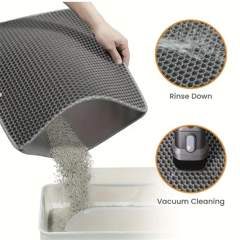 Double Layer Honeycomb Cat Litter Mat, 1 Count Durable & Washable Non-Slip Cleaning Solution for Pet Toilet, Litter Tray Litter Box & Kennel, Pet Litter Box Enclosure Supplies, Valentine'S Day Gift, Men Gifts, Litter Pellets Pad