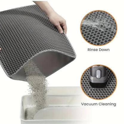 Double Layer Honeycomb Cat Litter Mat, 1 Count Durable & Washable Non-Slip Cleaning Solution for Pet Toilet, Litter Tray Litter Box & Kennel, Pet Litter Box Enclosure Supplies, Valentine'S Day Gift, Men Gifts, Litter Pellets Pad