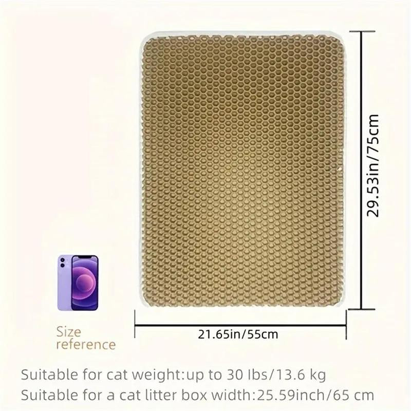 Double Layer Honeycomb Cat Litter Mat, 1 Count Durable & Washable Non-Slip Cleaning Solution for Pet Toilet, Litter Tray Litter Box & Kennel, Pet Litter Box Enclosure Supplies, Valentine'S Day Gift, Men Gifts, Litter Pellets Pad