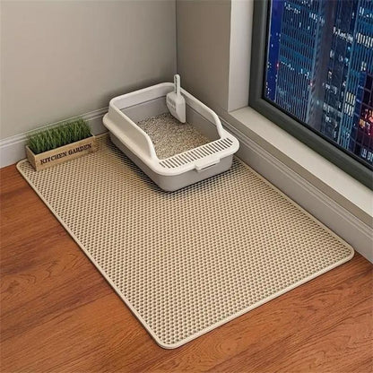 Double Layer Honeycomb Cat Litter Mat, 1 Count Durable & Washable Non-Slip Cleaning Solution for Pet Toilet, Litter Tray Litter Box & Kennel, Pet Litter Box Enclosure Supplies, Valentine'S Day Gift, Men Gifts, Litter Pellets Pad