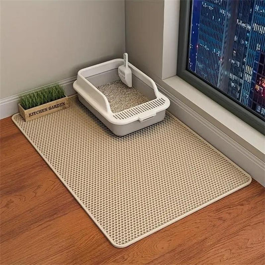 Double Layer Honeycomb Cat Litter Mat, 1 Count Durable & Washable Non-Slip Cleaning Solution for Pet Toilet, Litter Tray Litter Box & Kennel, Pet Litter Box Enclosure Supplies, Valentine'S Day Gift, Men Gifts, Litter Pellets Pad