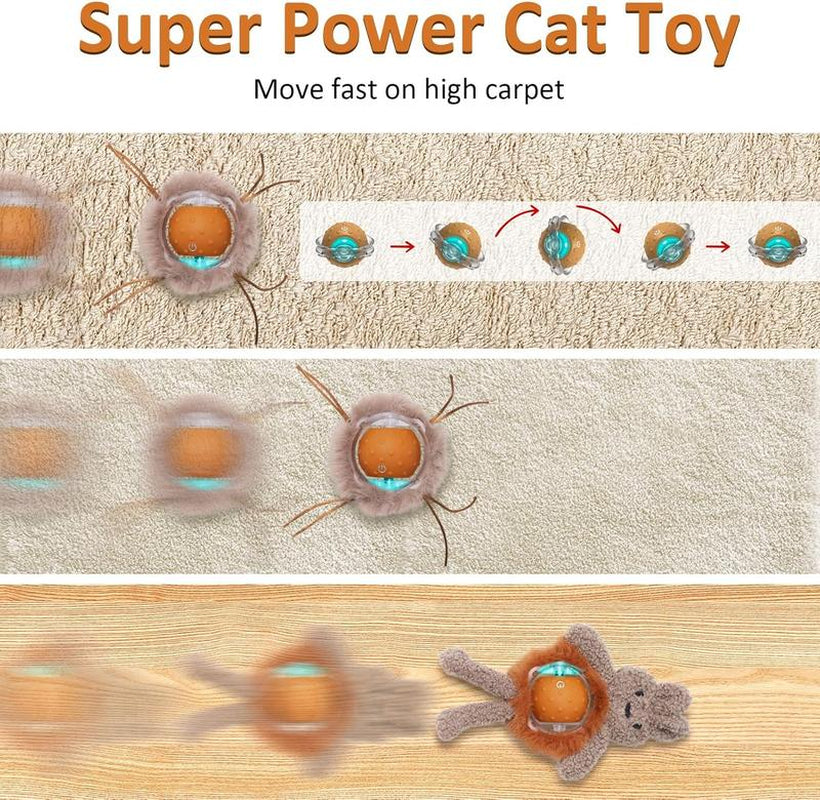 Txfny Interactive Cat Toys for Indoor Cats, Electric Cat Mouse Toy, Automatic Kitten Toys for Bored Indoor Adult Cats, Motion Activated, Fast Rolling on Carpet, USB Rechargeable