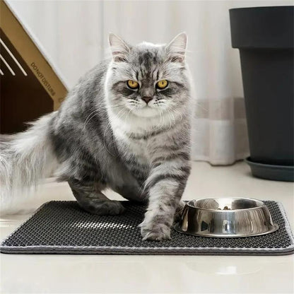 Double Layer Honeycomb Cat Litter Mat, 1 Count Durable & Washable Non-Slip Cleaning Solution for Pet Toilet, Litter Tray Litter Box & Kennel, Pet Litter Box Enclosure Supplies, Valentine'S Day Gift, Men Gifts, Litter Pellets Pad